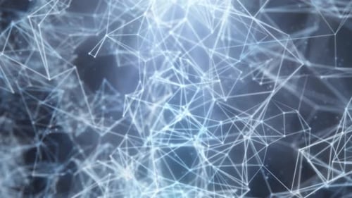 Futuristic Network Connection of Data and Glowing Geometric Plexus - 4K