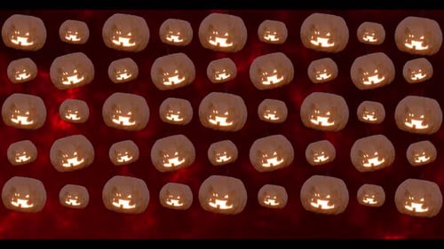 Animated Halloween Glowing Pumpkins Pattern Background
