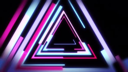 Abstract Neon Triangle Tunnel Loop Background