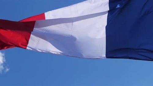 French Flag Waving in the Wind