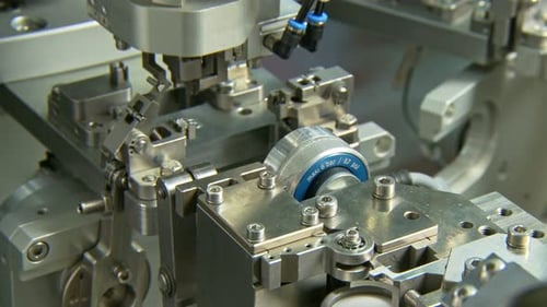 Complex Machine Performs Repetitive Action Close Up