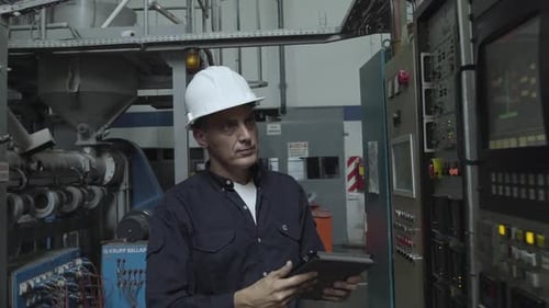 Engineer working in factory