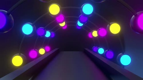 Neon Ball Hallway 03 4k