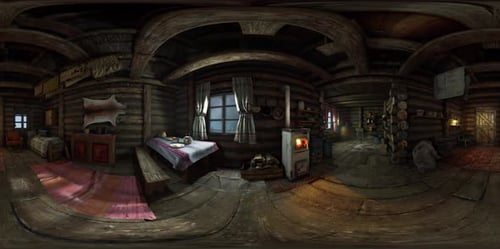 VR360 View of Old Log Home Interior