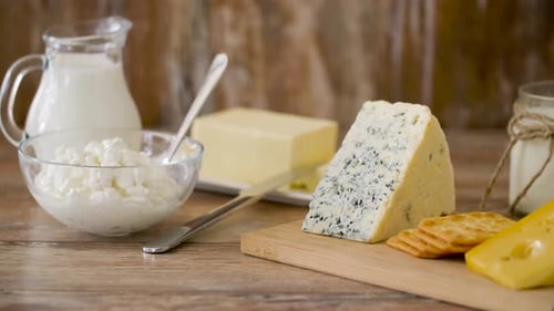 Cottage Cheese, Crackers, Milk, Yogurt and Butter