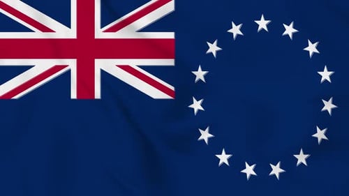Realistic Waving Cook Islands National Flag Animation