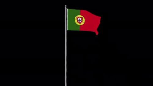 Portuguese Flag Waving on Transparent Background