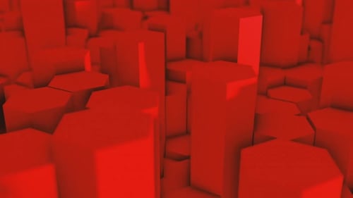 Abstract Red Hexagon Prisms Geometric Background Loop