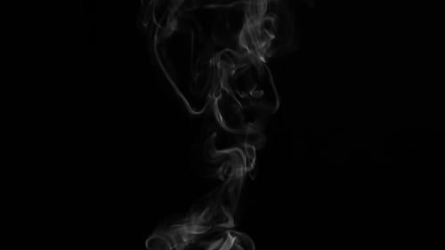 Abstract White Smoke Rising on Black Background