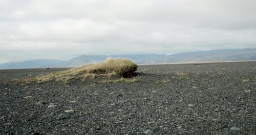 Iceland Landscape, Black Stones on a Background of Mountains Travel, Adventure,future Concept. V2