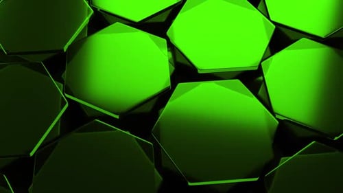 3D Rotating Hexagon Green Background