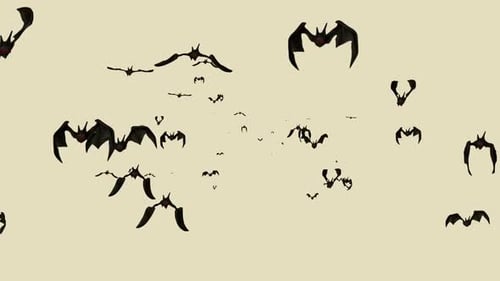 Halloween Flying Bat Swarm with Red Eyes
