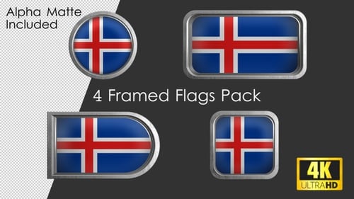 Paquete de bandera de Islandia enmarcada