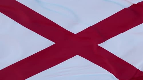 Alabama Flag Waving in Realistic Slow Motion