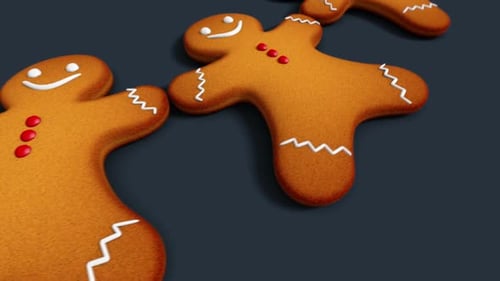 Animated Gingerbread Men Christmas Cookies Walking Loop