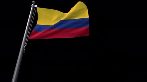 Realistic Colombia Flag Waving on Black Background