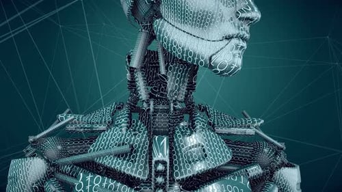 Android Robot With Binary Codes 4K