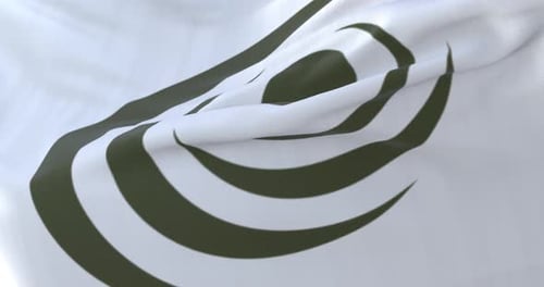 Realistic Waving Flag with Abstract Logo