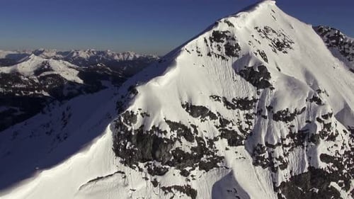 Aerial Beautiful Mountain Peak With Snow