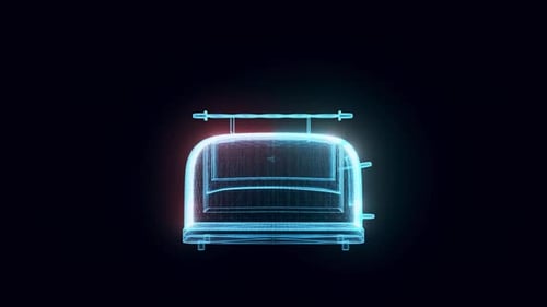 Futuristic Holographic Toaster 3D Wireframe Technology Animation
