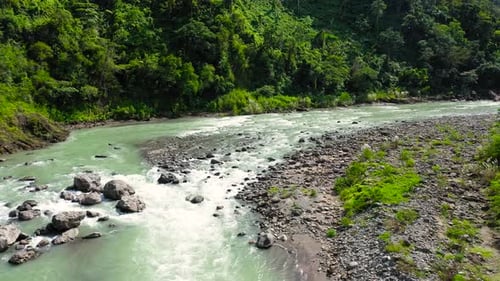 Tropical Landscape Mountain River in the Jungle