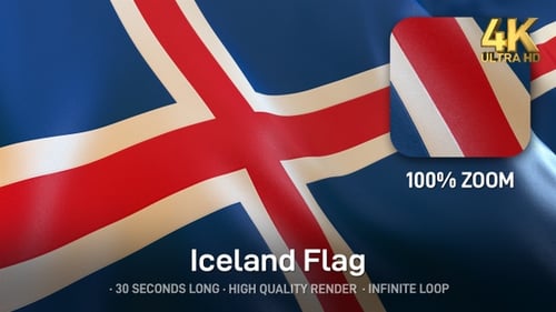 Realistic Animated Flag of Iceland Seamless Loop