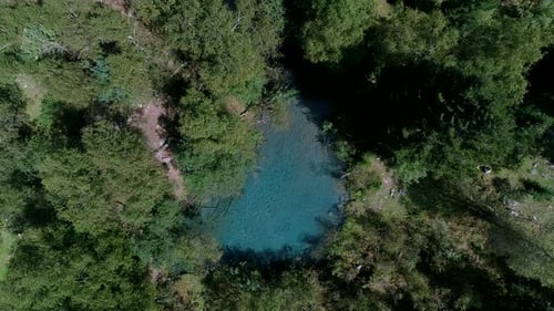 Blue Lake in the Forest Aerial View
