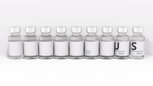 3D Medical Vials Spell Out Norovirus Text