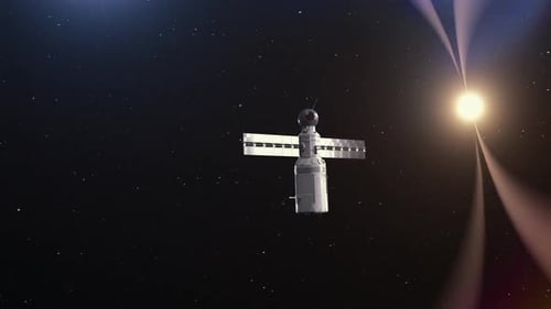 un vaisseau spatial se déplace dans l'espace.