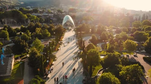 Tbilisi Rike Park On Sunset
