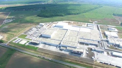 Aerial View of Large Industrial Factory Complex