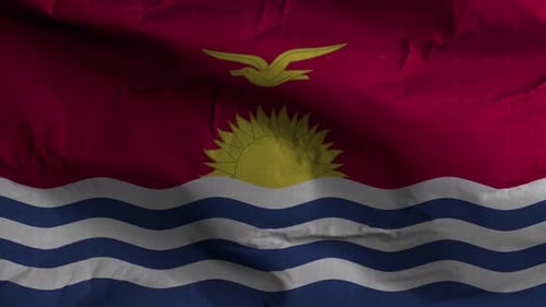 Kiribati National Flag Waving in Realistic Fabric Texture