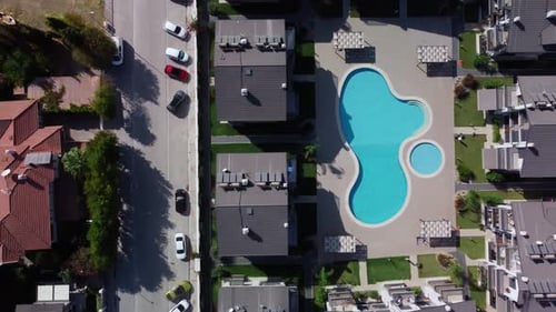 View on the Tourist District in Turkey and Private Hotel and Villas with Poolside