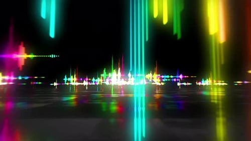 Colorful Neon Audio Equalizer with Reflective Surface