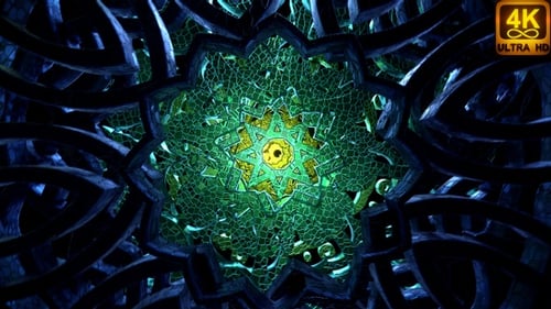 3 D Kaleidoscope Ethnic Pattern Energy Wave Color Design Background Loop Vj