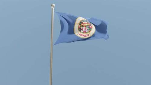 Minnesota State Flag Waving Realistic Animation