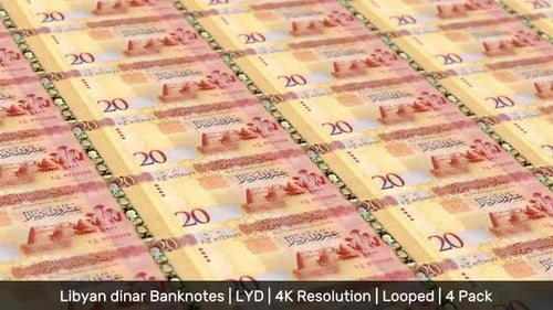 Billets de banque libyens/dinar libyen/Devise LD/LYD/Paquet de 4 - 4K
