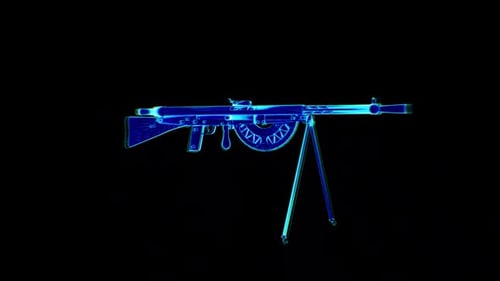 French Machine Gun Chauchat Hologram Loop Rotation