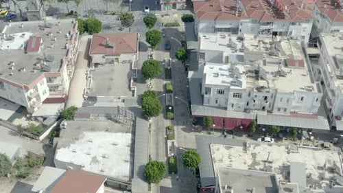 Aerial View of City Streets and Buildings