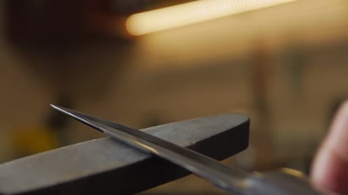 Sharpening a Stainless Steel Knife with Sharpening Stone