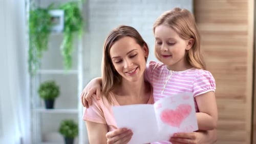 Mother and Child Reading Handmade Greeting Card