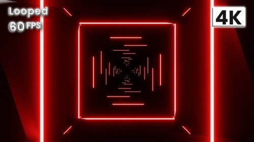 Red Neon Tunnel 4K