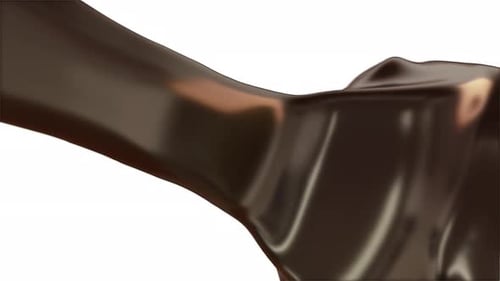 Thick Brown Fluid Pouring and Spreading Animation