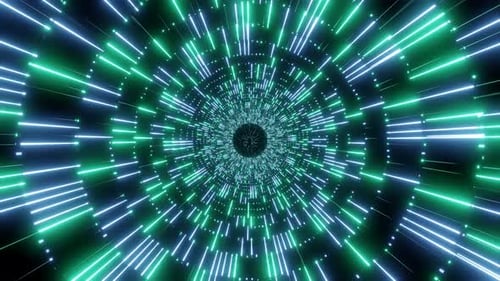 Flying Inside Colorful Flashing Time and Space Neon Tunnel Seamless Loop
