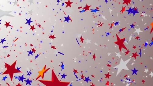 Festive Falling Red White Blue Stars Loop Background