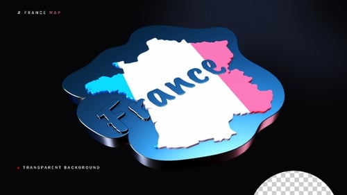 Animated 3D Map of France with Text Reveal