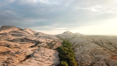 Majestic Desert Landscape with Green Valley Aerial View