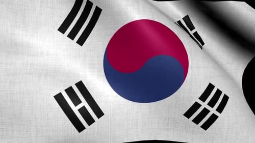 Seamlessly Looping Waving South Korea Flag Animation