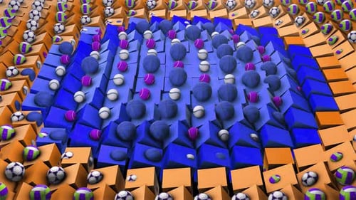 Animated Sports Balls and Geometric Blocks Pattern