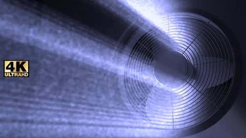 Rotating Fan Blades with Bright Dynamic Light Beams Animation